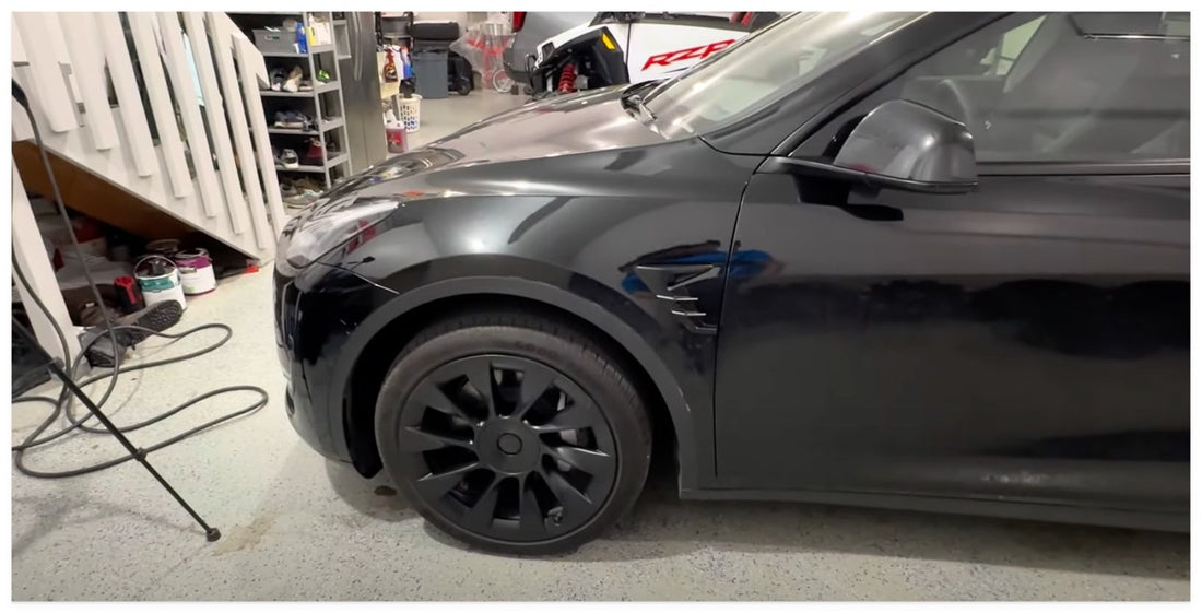 black tesla y showing gemini wheels