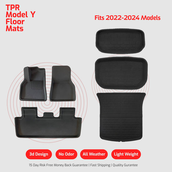 TPR Model Y Floor Mats 6 Pieces