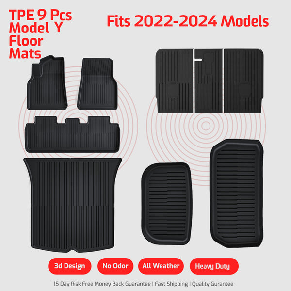 TPE Model Y Floor Mats 9 Pieces